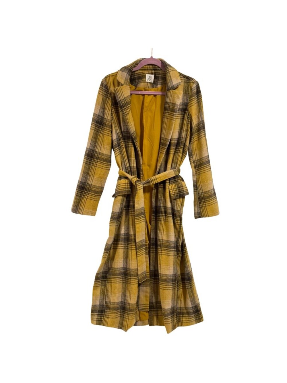 Anthropologie dRa Maggie Plaid Overcoat Yellow Black Size M